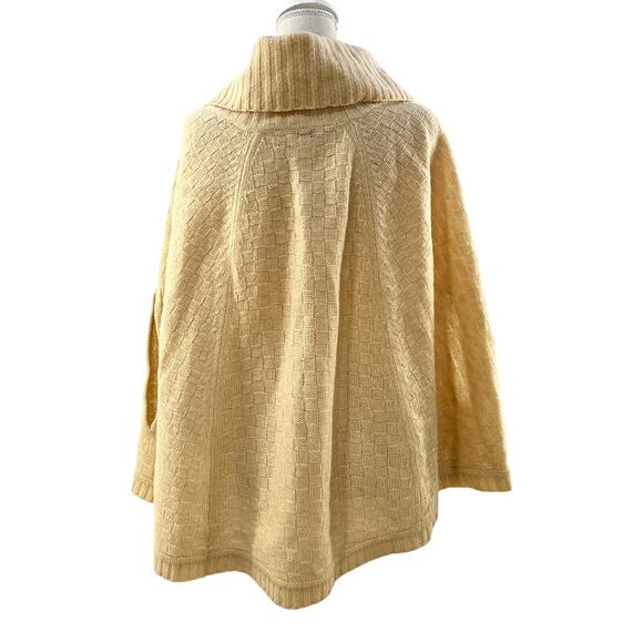 Vintage Talbots Ivory Wool Caplet Basketweave Knit Poncho Heritage - Picture 8 of 10